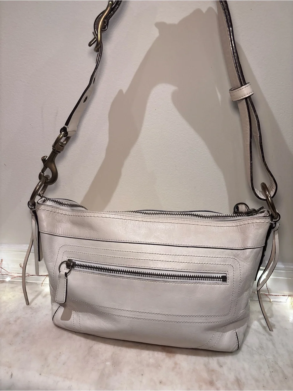 Coach Y2K Ivory Leather Shoulder Bag